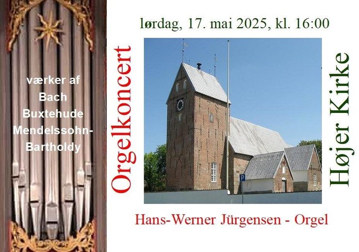 Billede af en plakat for en Orgelkoncert i Højer Kirke.